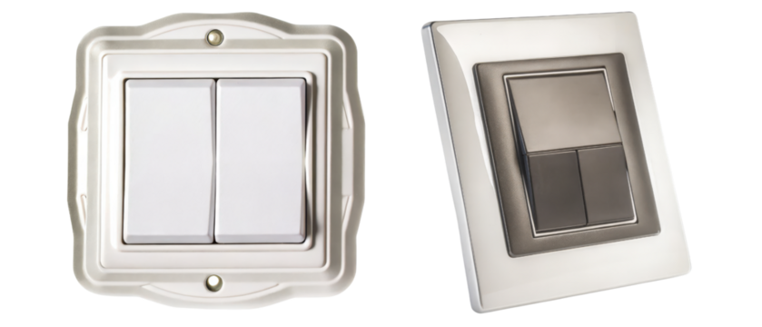 Modern light switches in silver and black isolated with transparent background - Powered by Adobe