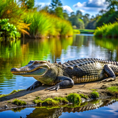 Fototapeta premium aligator near a river
