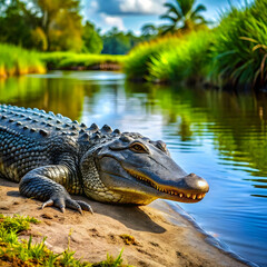 Fototapeta premium aligator near a river