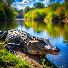 Obraz premium aligator near a river