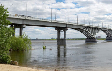 Fragment of the bridge over the Volga River between the satellite cities of Saratov and Engels