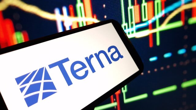 Konskie, Poland - December 03, 2024: Terna company logo displayed on mobile phone