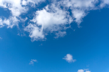 Blue autumn sky and white clouds
