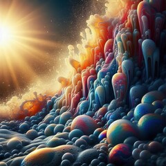 Nature's Wonder Colorful foam and bubbles inspired by nature suc