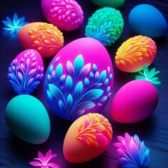 Neon Eggs Bright fluorescent colored eggs that stand out boldly