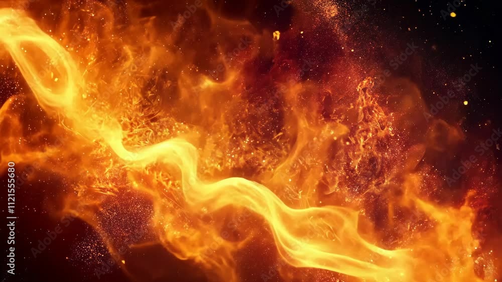 Poster flame dancing through the dark, creating a mesmerizing display of light and texture in the vibrant g
