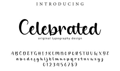 Celebrated Font Stylish brush painted an uppercase vector letters, alphabet, typeface