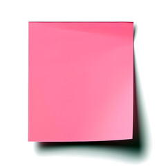 Blank Sticky Pink Paper Note with Shadow on White Background &ndash; Perfect for Stationery, Productivity Concepts, Office Branding, Stationery, E-commerce, Ads, Blogs, Social Media, Presentations