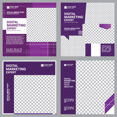 Corporate social media post design template, marketing banner, square template
