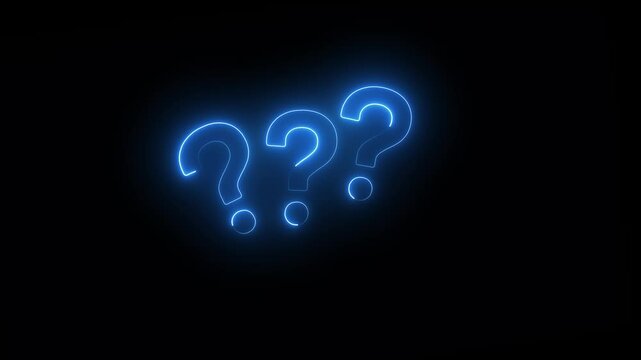Neon Question mark icon Isolated on Black Background, Letter Sign Symbol Question Mark Animation