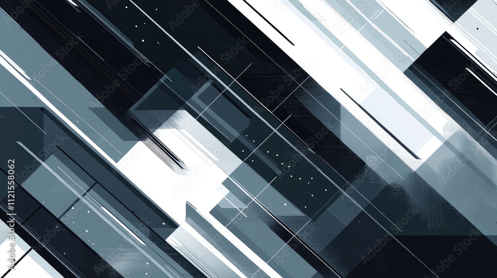 Poster a geometric pattern of intersecting lines creating sharp, dynamic shapes, on a dark background with 