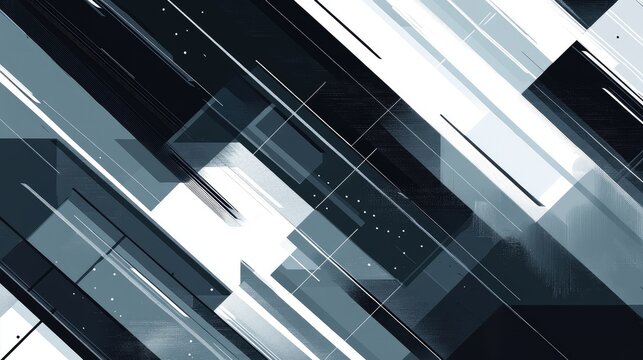 A geometric pattern of intersecting lines creating sharp, dynamic shapes, on a dark background with white lines