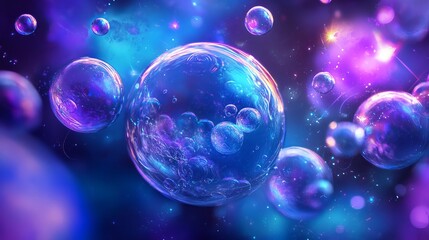 Naklejka premium Blue and purple gradient bubble background with soft, dreamy colors for abstract designs