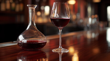 glass of red wine on the table