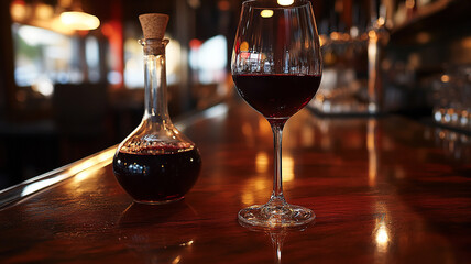 glass of wine in the restaurant