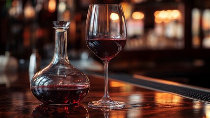 glass of red wine on table
