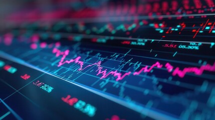 Fototapeta premium Analyzing stock market trends a close-up view of financial data in a digital environment