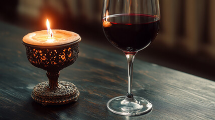 red wine and candle