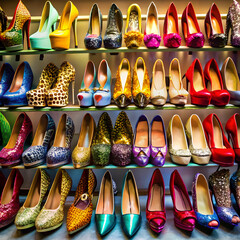 drag queen show shoes arrangement high angle