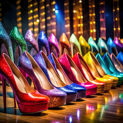 drag queen show shoes arrangement high angle