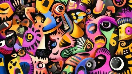 Fototapeta premium Abstract Colorful Composition with Intricate Shapes and Bold Colors