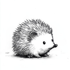 Simple line drawing of sleepy hedgehog with cute features