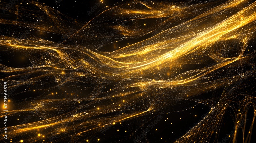 Poster a particle-like visualization with photons emitting streams of light, surrounded by a glowing aura i