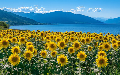 Obraz premium sunflowers in the mountains