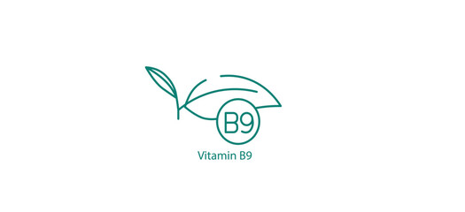 Vitamin B9 Icon: Vitamin B9 Vector Icon - Essential Nutrient for DNA and Cell Growth
