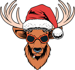 head deer cartoon illustration solid color