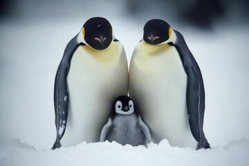 Obraz premium Emperor penguins standing on the sea ice in Antarctica's Weddell Sea