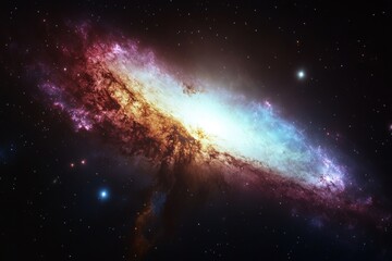 Obraz premium A Vibrant Spiral Galaxy Amidst a Starry Night Sky