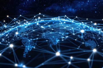 Global digital connectivity event world infographic technological environment aerial view networking concept