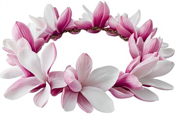 Premium Quality Visual of Beautiful Pink and White Flower Wreath Isolated, High Detail, 8K