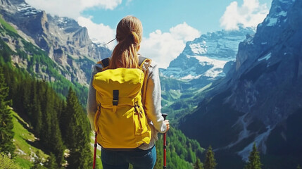 Fototapeta premium Hiking Adventure Mountain Range Outdoor Activity Scenic Nature Elevated Viewpoint Exploration