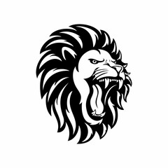 black and white lion head mascot, angry, cool, vector and Graphic illustration.