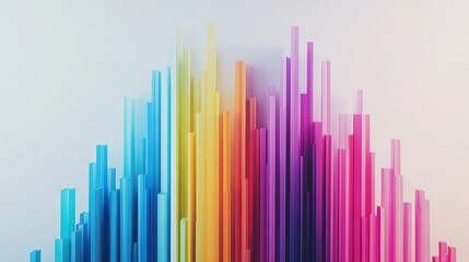 Obraz premium A vibrant 3D financial bar chart on a white background, showing upward business growth with sharp colors and modern design elements