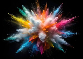 White Powder Splash Makeup Photography, Black Background, Cosmetic Photo, Beauty Product, Powder Explosion