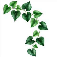 Fototapeta premium watercolor trailing ivy vine with delicate tendrils and vibrant green leaves creates lush, natural aesthetic. Perfect for adding touch of nature to any design