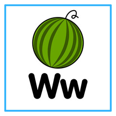 flat watermelon alfabet w illustration © Rahmatullah