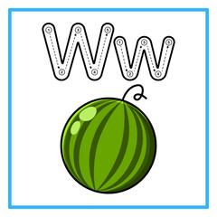 tracing alfabet watermelon illustration © Rahmatullah