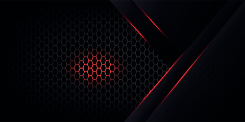 Abstract yellow light arrow on black with hexagon mesh design modern luxury futuristic technology background vector illustration.