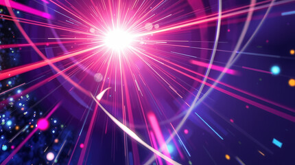 Obraz premium Anime Abstract Radiating Light Streaks with Multicolored Particles