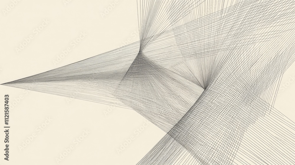 Poster intricate line art of a geometric pattern, with sharp angles and precision, set on a minimalistic ne