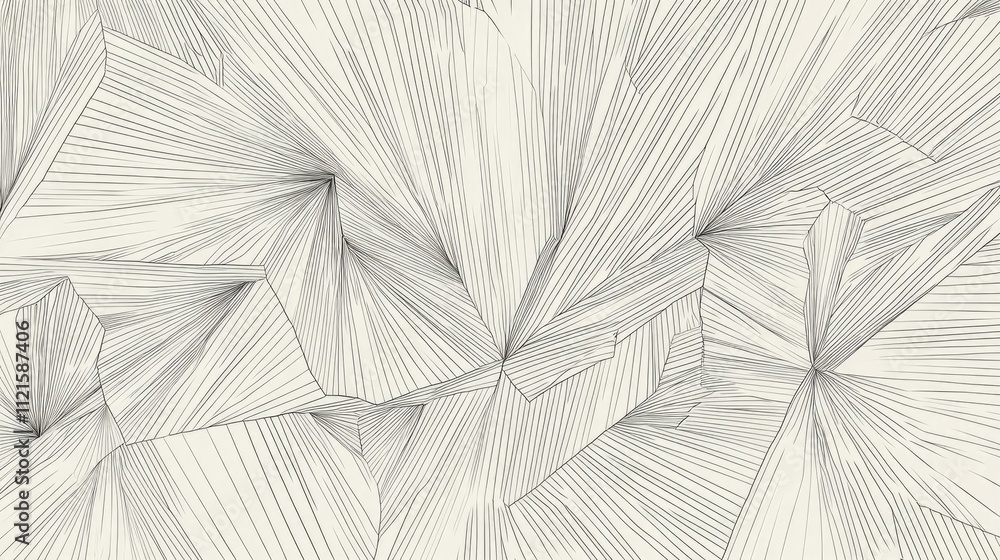 Poster intricate line art of a geometric pattern, with sharp angles and precision, set on a minimalistic ne