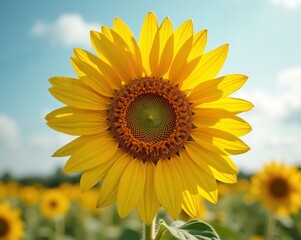 Obraz premium Macro Shot of Yellow Sunflower with Intricate Seed Spiral