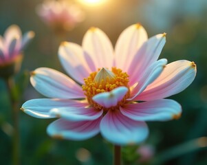 Fototapeta premium Flower with Pastel Gradient Petals and Crystal-Like Center