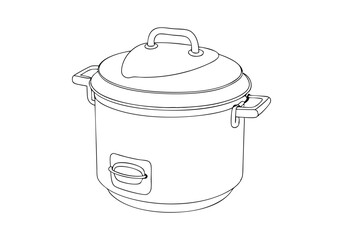 Continuous One-Line Drawing of a Pressure Cooker - Minimalist Kitchenware Art