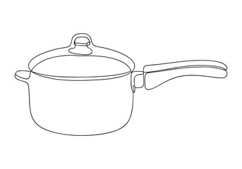 Continuous One-Line Drawing of a Pressure Cooker - Minimalist Kitchenware Art
