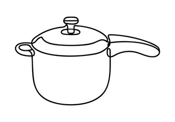 Continuous One-Line Drawing of a Pressure Cooker - Minimalist Kitchenware Art